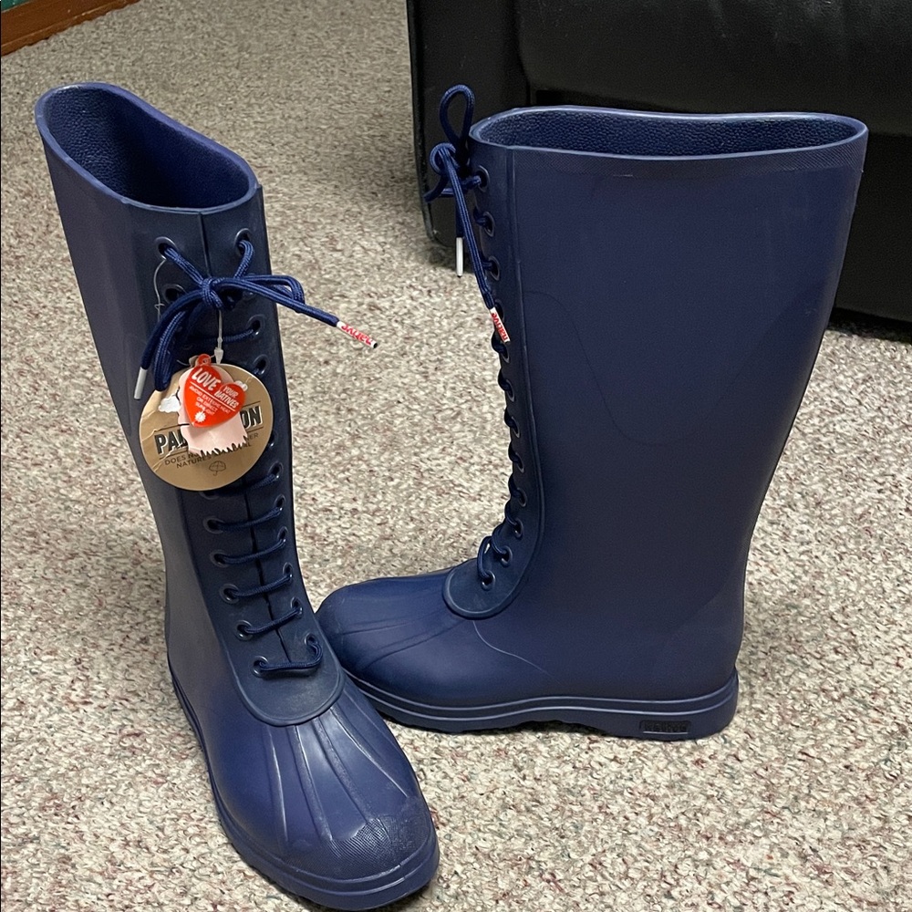 Native Paddington Women's Navy Lace-Up Rain Boots - nwt
